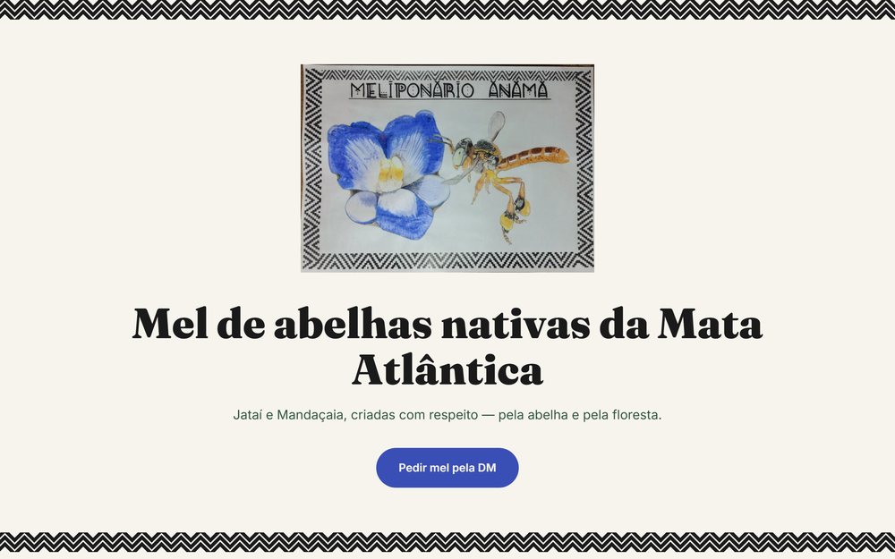 Site do Meliponário Ânãmã no ar